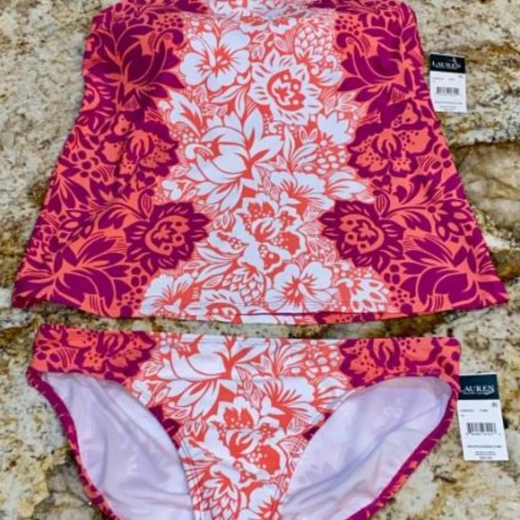 RALPH LAUREN Hawaiian High Neck Swim Tankini Set - Picture 3 of 7